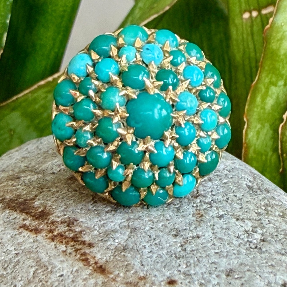 18 karat gold and turquoise ring - Picture 1 of 6